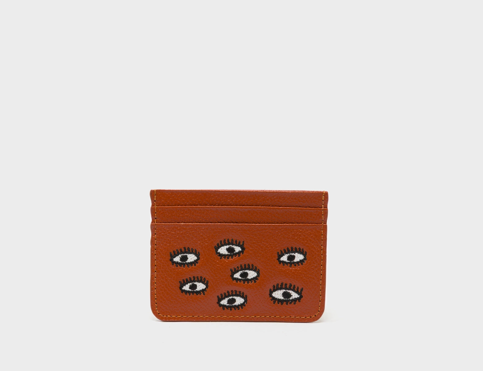 Filium Baked City Leather Cardholder - All Over Eyes Embroidery - Front