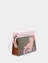 Vali Crossbody Tuffet Brown and Parfait Pink - Retro Tiger Design - Main View