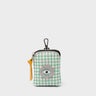 Florence Pouch Charm - Cream Leather Keychain Flower Applique - Front