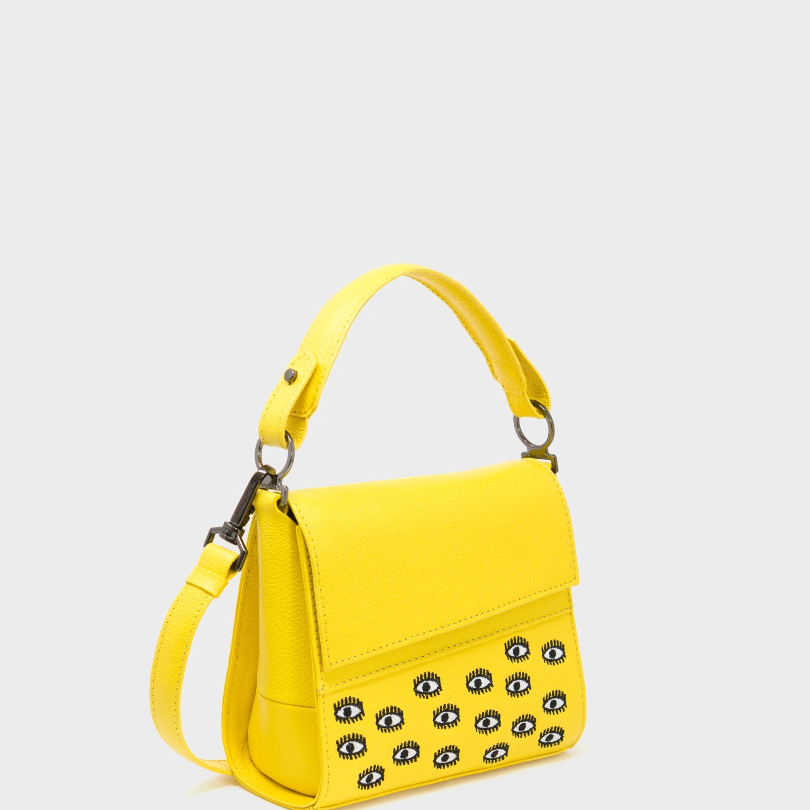 Anastasio Micro Crossbody Handbag Aurora Yellow Leather - All Over Eyes Embroidery - Main view