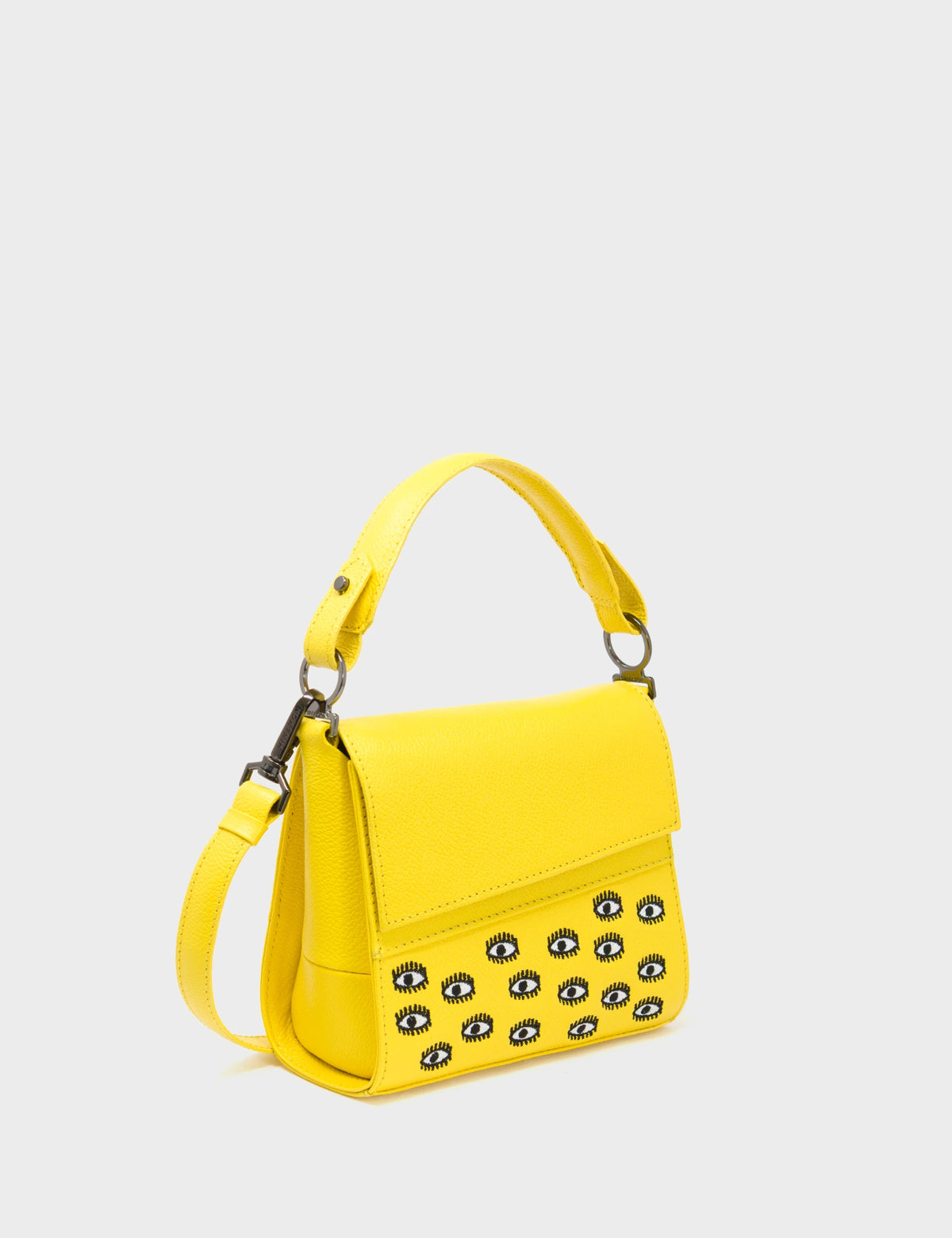 Anastasio Micro Crossbody Handbag Aurora Yellow Leather - All Over Eyes Embroidery - Main view