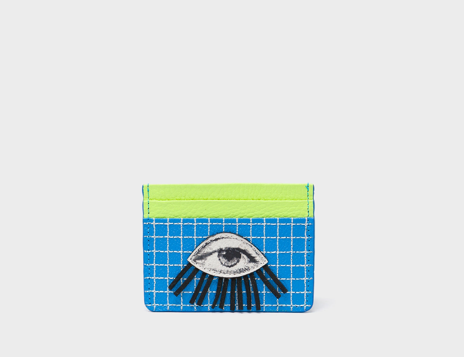 Filium Ibiza Blue Leather Cardholder - Eye Applique - Front