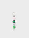Eye Sea You Charm - Green and Pink 3D Printed Bioplastic Keychain - Front