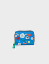 Frodo Ibiza Blue Leather Zip Around Wallet - Floralia Print