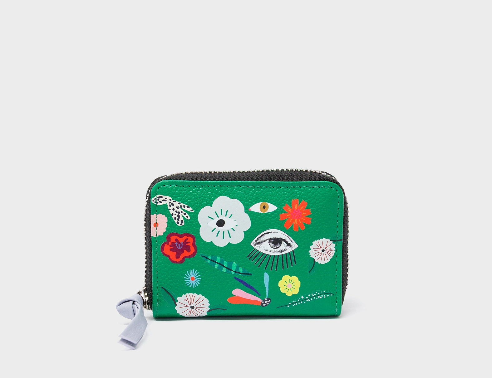 Frodo Irish Green Leather Zip Around Wallet - Floralia Design - Front