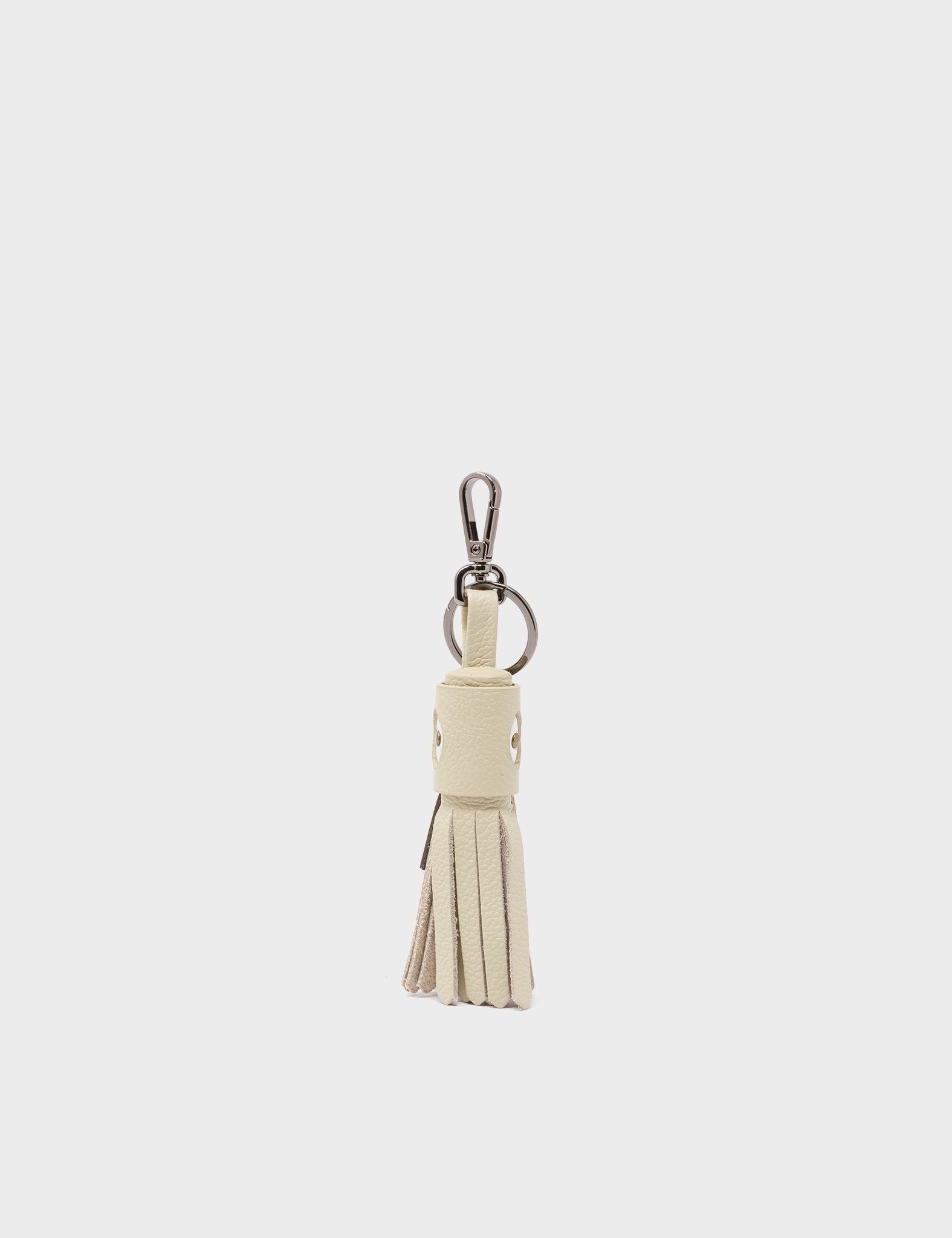 Callie Marie Hue Charm - Gravel Beige Leather Keychain - front