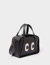 Benji Small Crossbody Black Leather Bag - Eyes Engraved