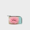 Fausto Gravel Leather Zip-around Cardholder - Fuzzy Monster Applique - Front