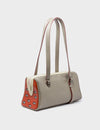 Esther Tuffet Brown Satchel Mini Bag - All Over Eyes Embroidery