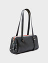 Esther Black Satchel Mini Bag - All Over Eyes Embroidery - Main View
