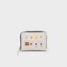 Frodo Cream Leather Zip Around Wallet - Studs Pattern - Front