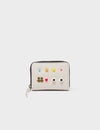 Frodo Cream Leather Zip Around Wallet - Studs Pattern