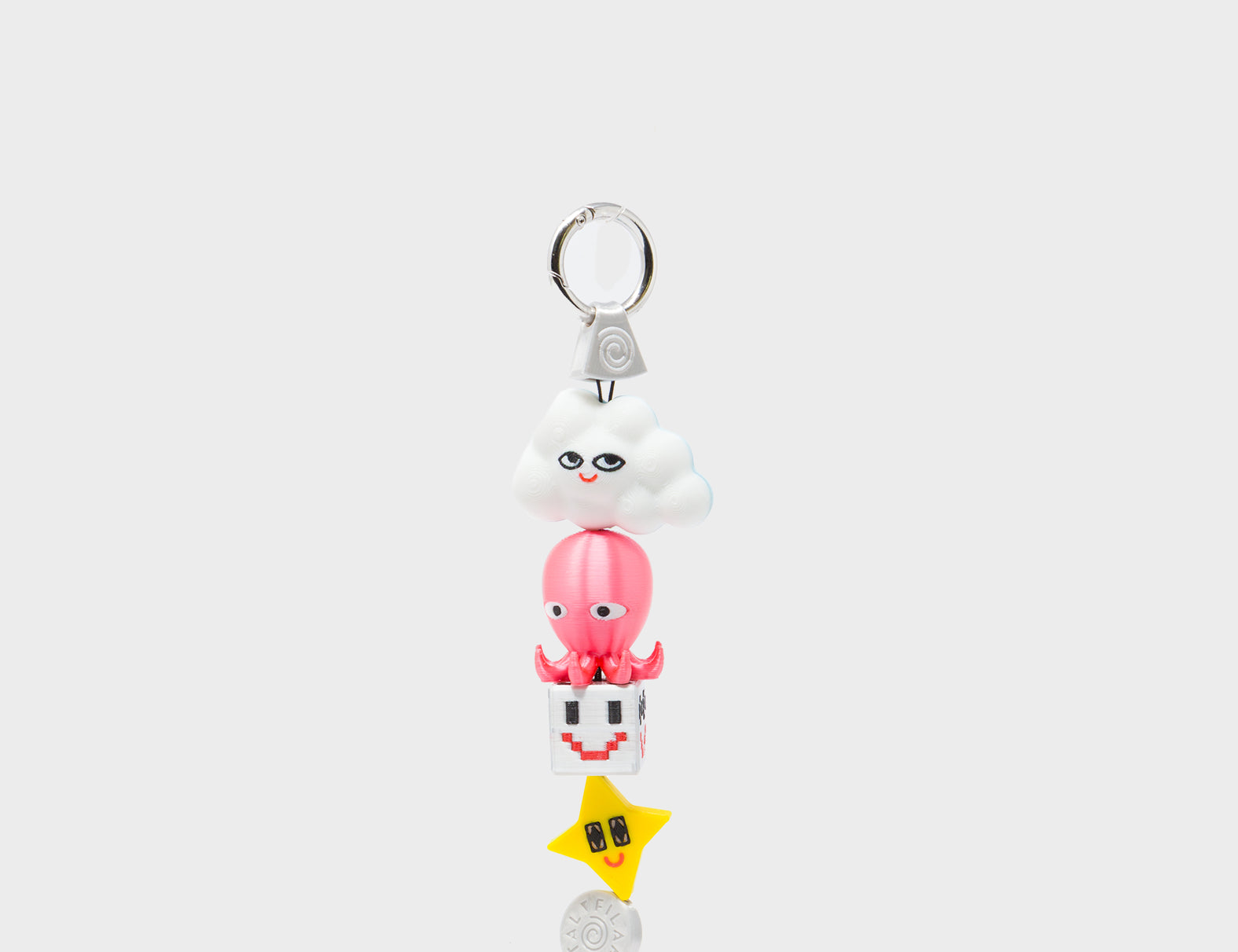 Octodazzle Charm - Fucshia and Yellow 3D Printed Bioplastic Keychain - front