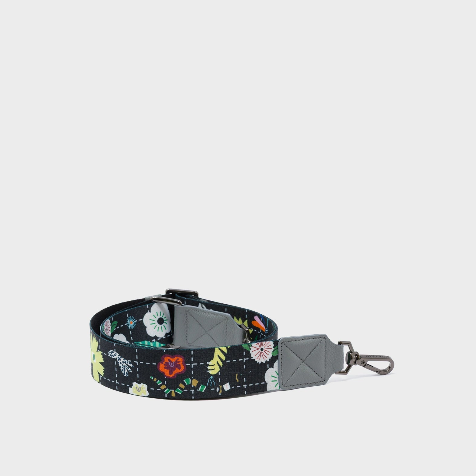 Detachable Black Nylon Strap - Floralia Print - Package