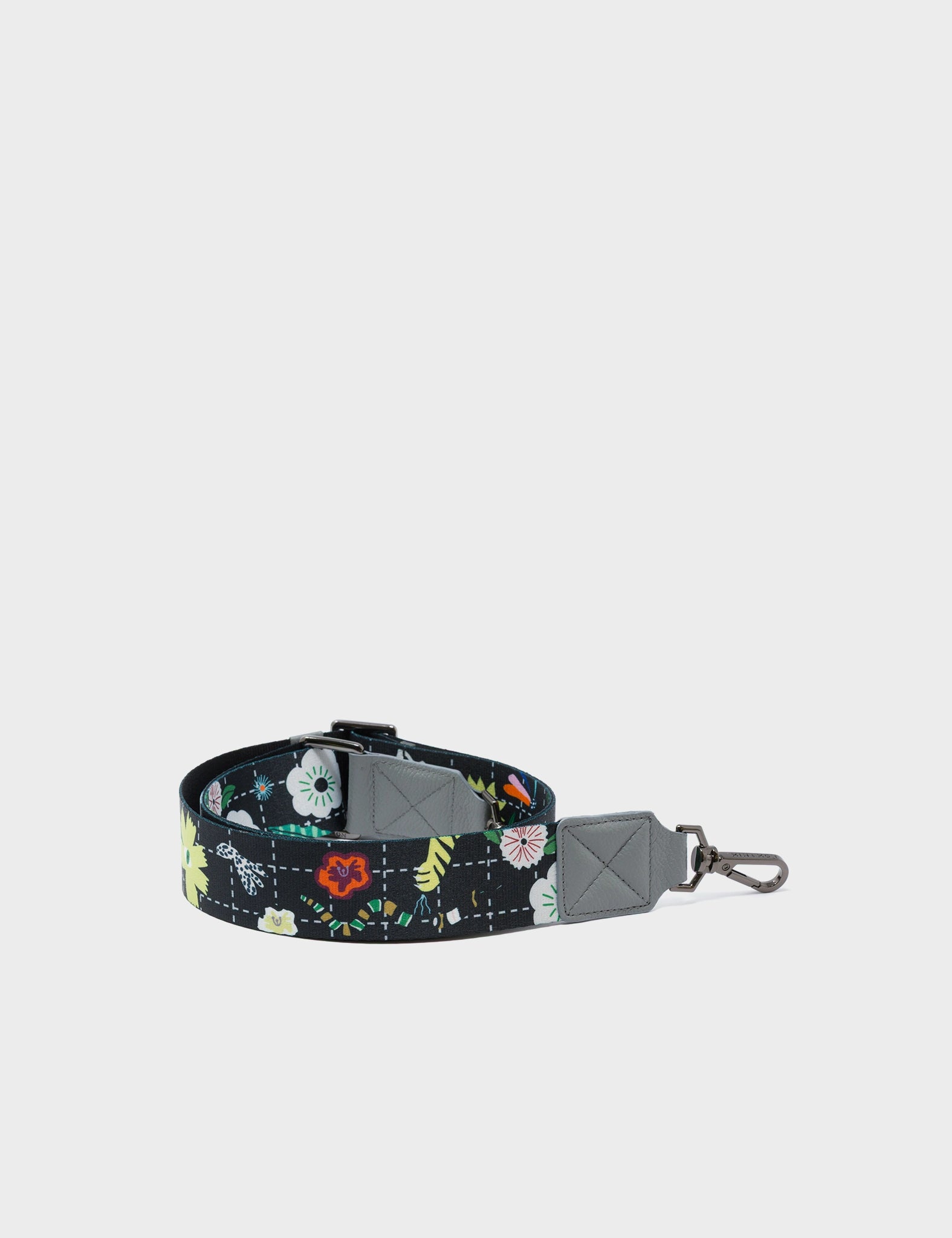 Detachable Black Nylon Strap - Floralia Print - Package