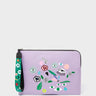 Fidelio Lavender Leather Pouch - Floralia Print - Front