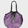 Black and Pink Mesh Bag - Paw and Snake Appliques - Front