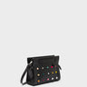 Vali Crossbody Micro Black Leather Bag - Studs Adjustable Handle - Main 