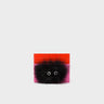 Felix Cerulean Blue and Bubblegum Pink Leather Cardholder - Fuzzy Monster Applique - Front