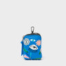 Florence Pouch Charm - Ibiza Blue Leather Keychain Floralia Print - Front