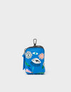 Florence Pouch Charm - Ibiza Blue Leather Keychain Floralia Print