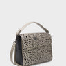 Anastasio Medium Crossbody Handbag Tuffet Brown Leather - Wild Heart Embroidery - Main view