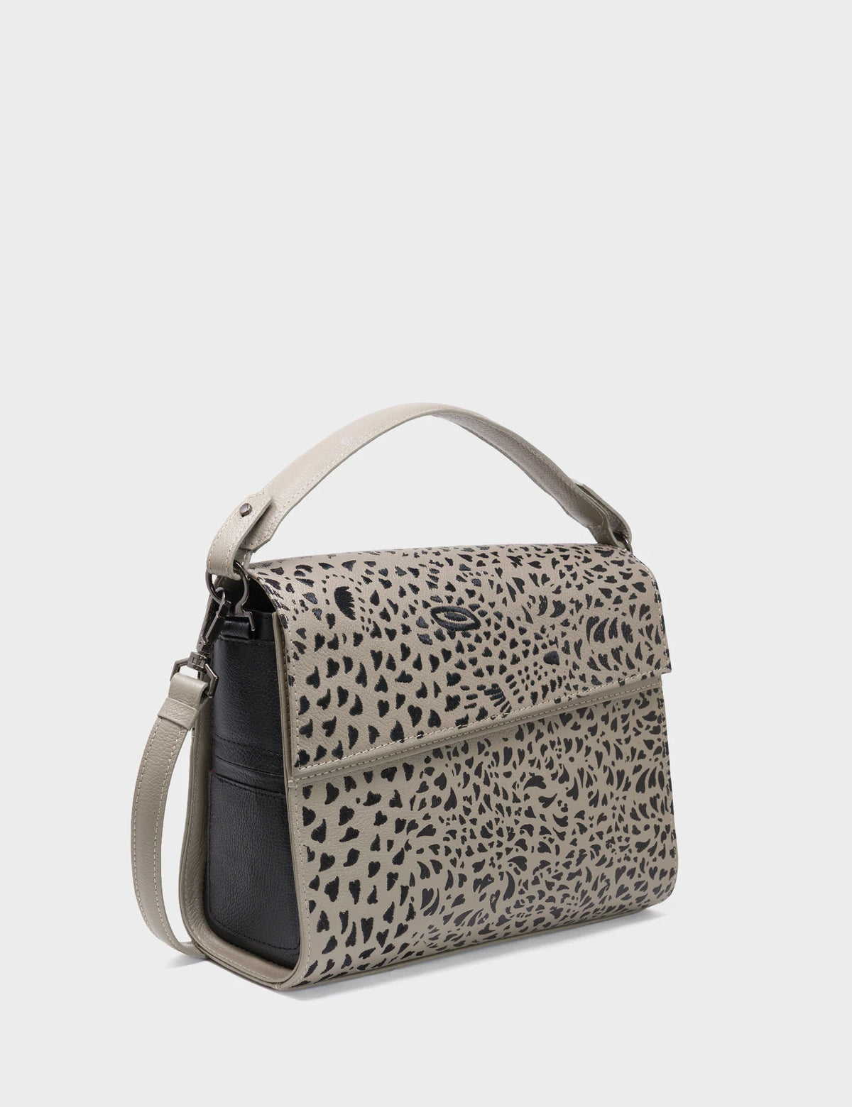 Anastasio Medium Crossbody Handbag Tuffet Brown Leather - Wild Heart Embroidery - Main view