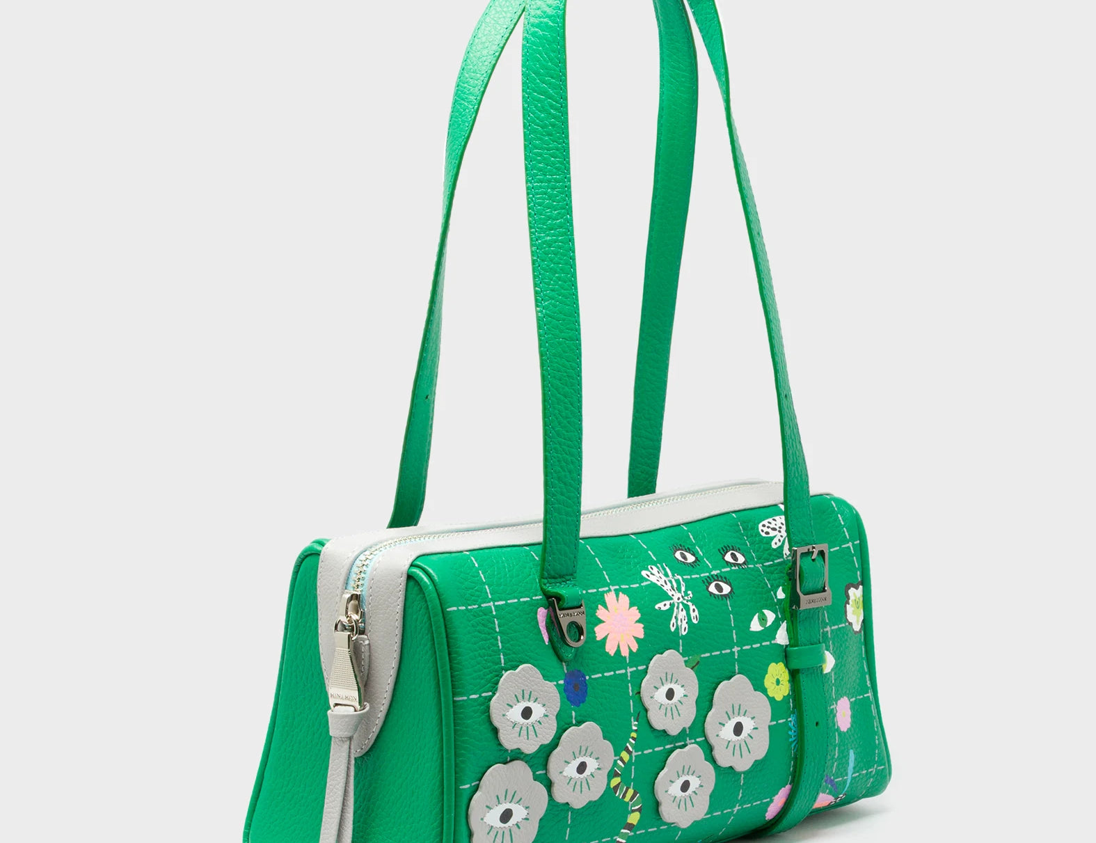 Esther Irish Green Satchel Mini Bag - Floralia Embroidery - Main