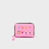 Frodo Bubblegum Pink Leather Zip Around Wallet - Studs Pattern - Front