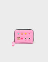 Frodo Bubblegum Pink Leather Zip Around Wallet - Studs Pattern - Front