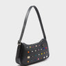 Lucas Hobo Mini Black Handbag - Studs Pattern - Main