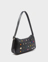 Lucas Hobo Mini Black Handbag - Studs Pattern - Main