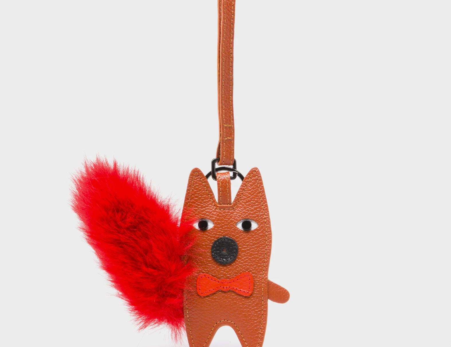 Flufftail - Baked City Brown Leather Bag Charm - Front