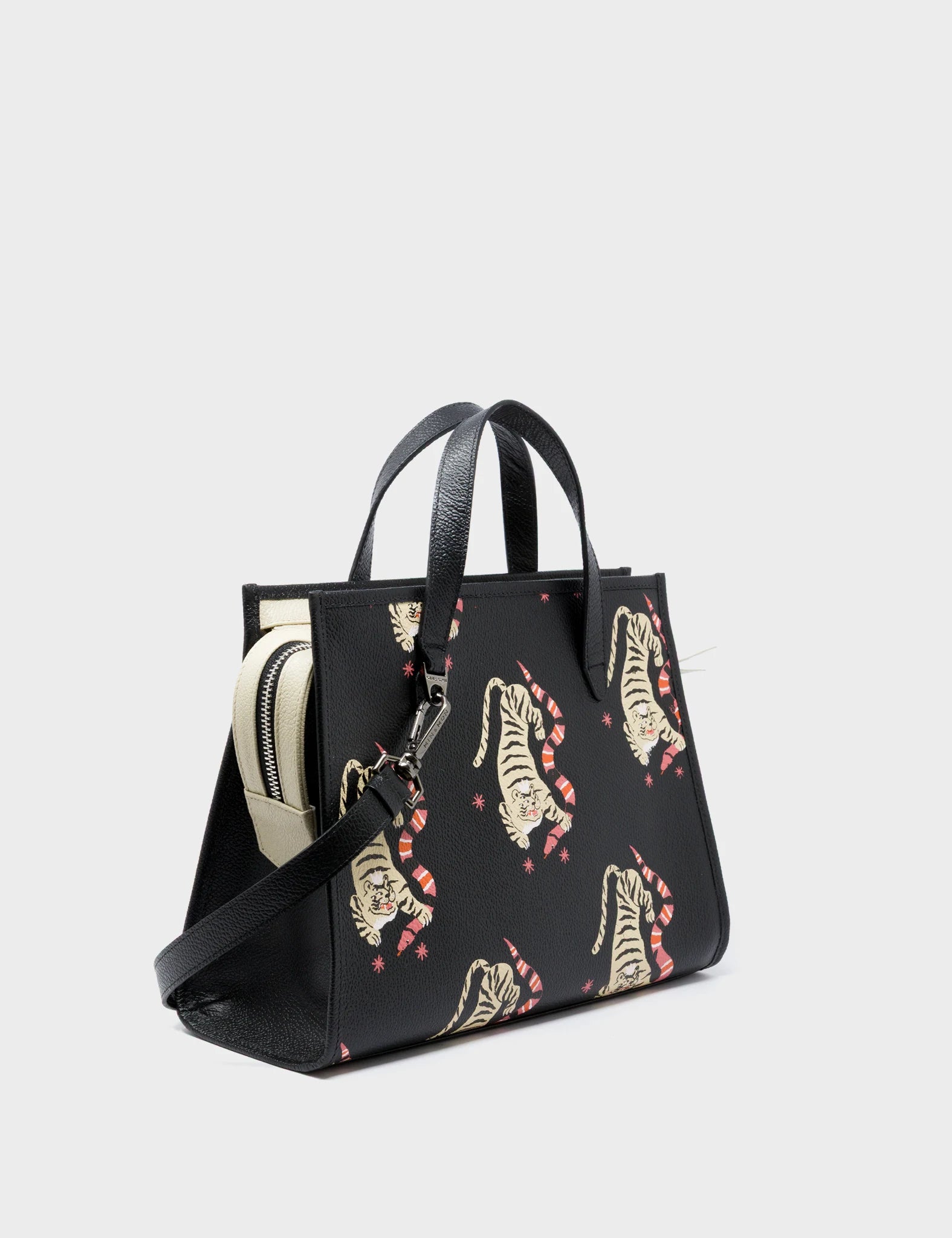 Simon Black Leather Medium Handbag - Creatures of the Future Design - Main