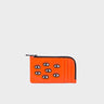 Fausto Vermillion Leather Zip-around Cardholder - All Over Eyes Embroidery - Front