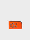 Fausto Vermillion Leather Zip-around Cardholder - All Over Eyes Embroidery