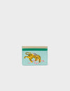 Filium Eggshell Blue Leather Cardholder - Retro Tiger Embroidery