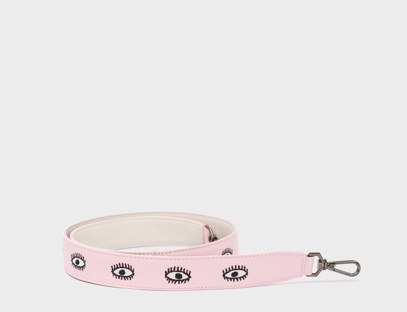 Detachable Parfait Pink Leather Shoulder Strap - All Over Eyes Embroidery - Package