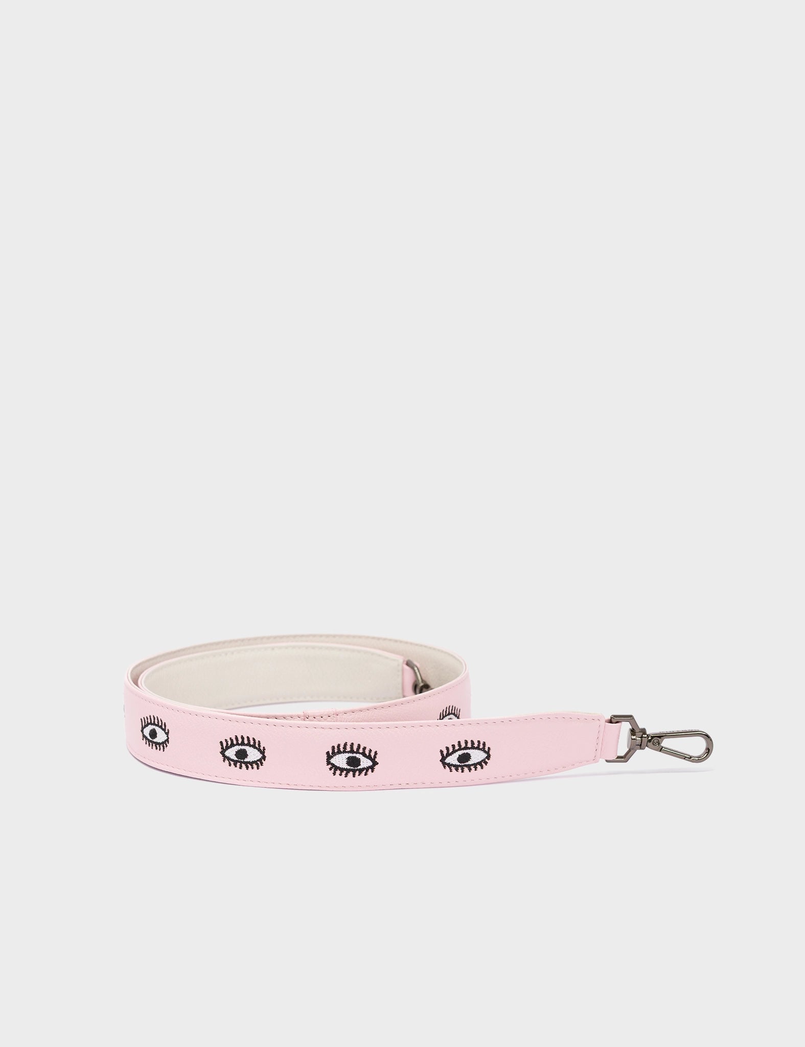 Detachable Parfait Pink Leather Shoulder Strap - All Over Eyes Embroidery - Package