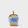 Florence Pouch Charm - Golden Glow Leather Keychain Fuzzy Monster Applique  - Front