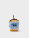 Florence Pouch Charm - Golden Glow Leather Keychain Fuzzy Monster Applique 
