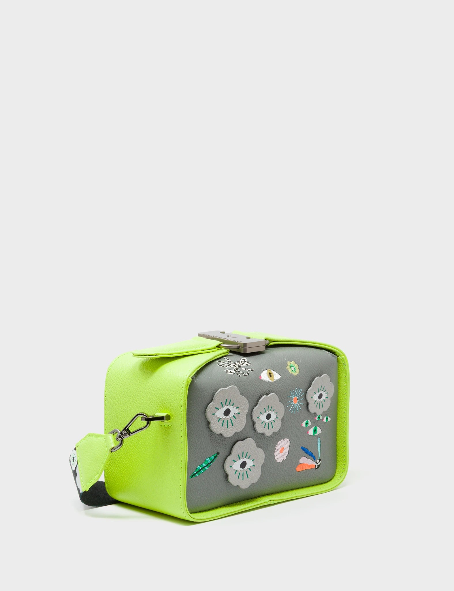 Benji Micro Crossbody Sharp Green and Gray Leather Bag - Floralia Benji Micro Crossbody Sharp Green and Gray Leather Bag - Floralia
