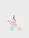Bird in Boots Charm - Parfait Pink and White Leather Keychain