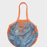 Orange and Blue Mesh Bag - Flower Applique - Front