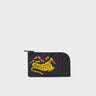 Fausto Black Leather Zip-around Cardholder - Tiger and Snake Design - Front