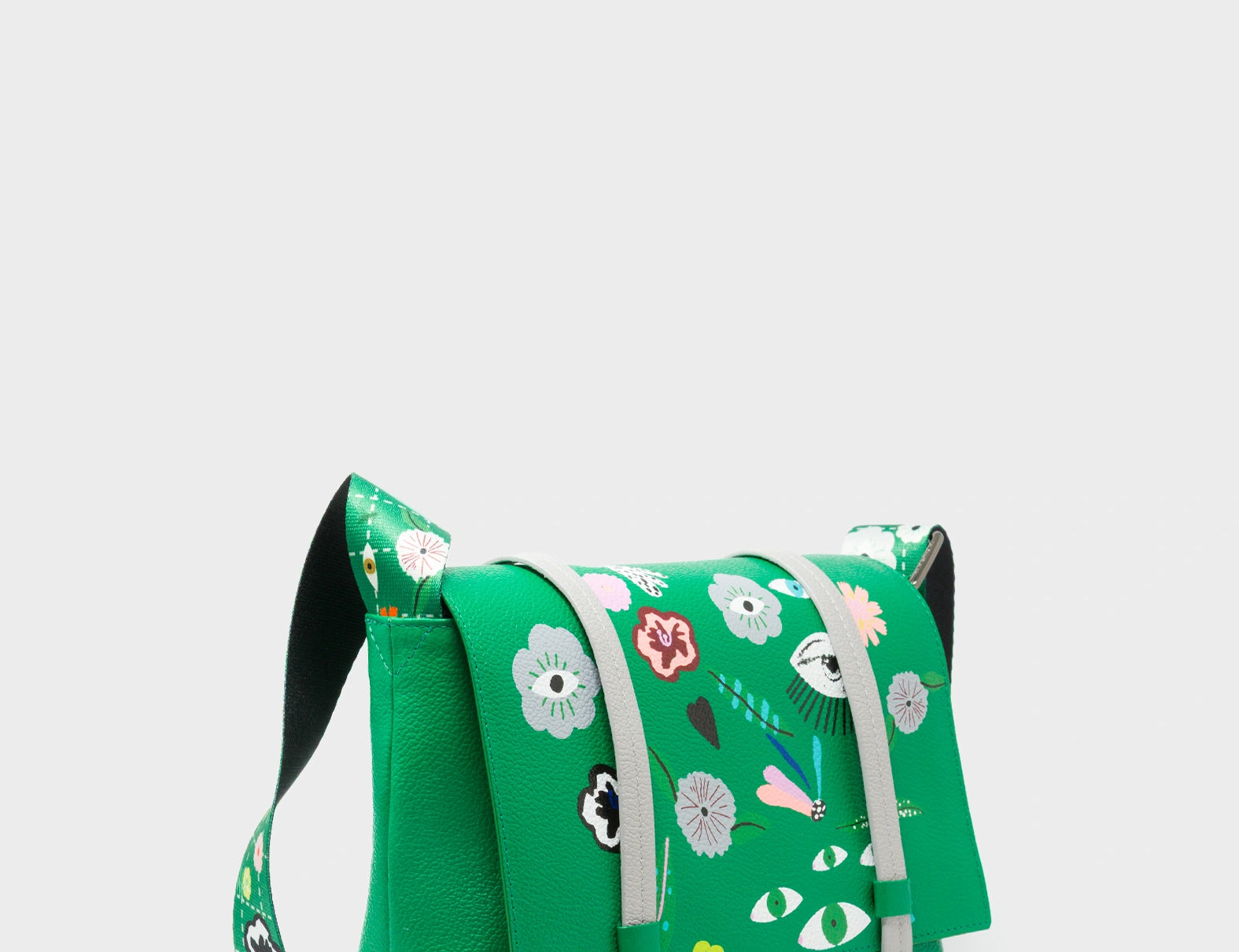 Victor Irish Green Small Messenger Bag - Floralia Embroidery - Main