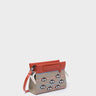 Vali Crossbody Micro Tuffet Brown Leather Bag - Eyes Applique Adjustable Handle - Main View