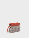 Vali Crossbody Micro Tuffet Brown Leather Bag - Eyes Applique Adjustable Handle - Main View