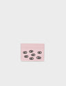 Filium Parfait Pink Leather Cardholder - All Over Eyes Embroidery - Front