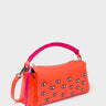 Tamarindo Medium Fiesta Red Leather Shoulder Bag - All Over Eyes Embroidery - Main view